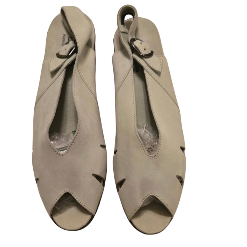 Arche Light Mint Green Nuback Slingback Peep‎ Toe Wedge Sandals France Y2K 90s